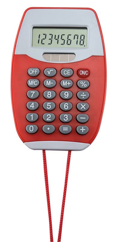 CALCULADORA COLGABLE ENCORE — ROJO