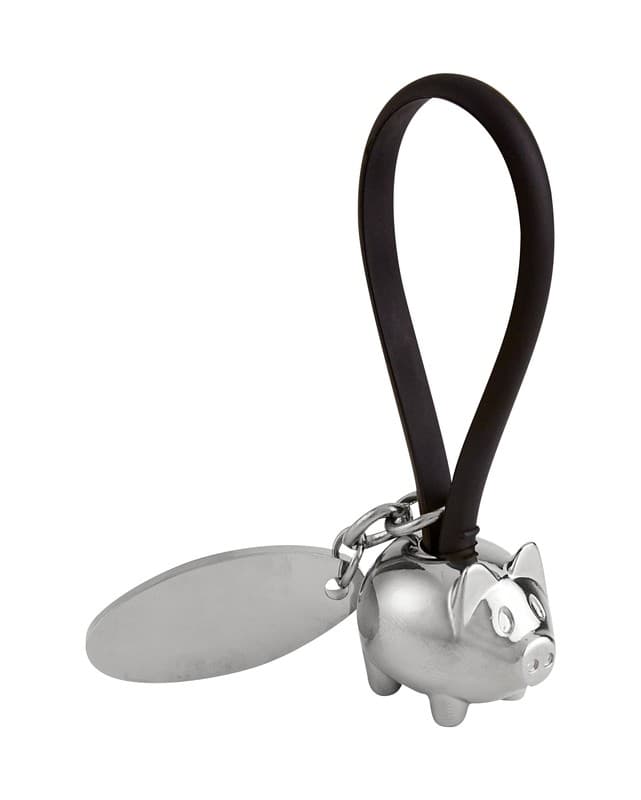 LLAVERO PUERQUITO CON PLACA — NEGRO